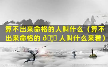 算不出来命格的人叫什么（算不出来命格的 🦈 人叫什么来着）